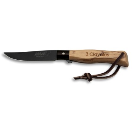 Couteau de poche Titane avec blocage de la lame and cordelette en cuir