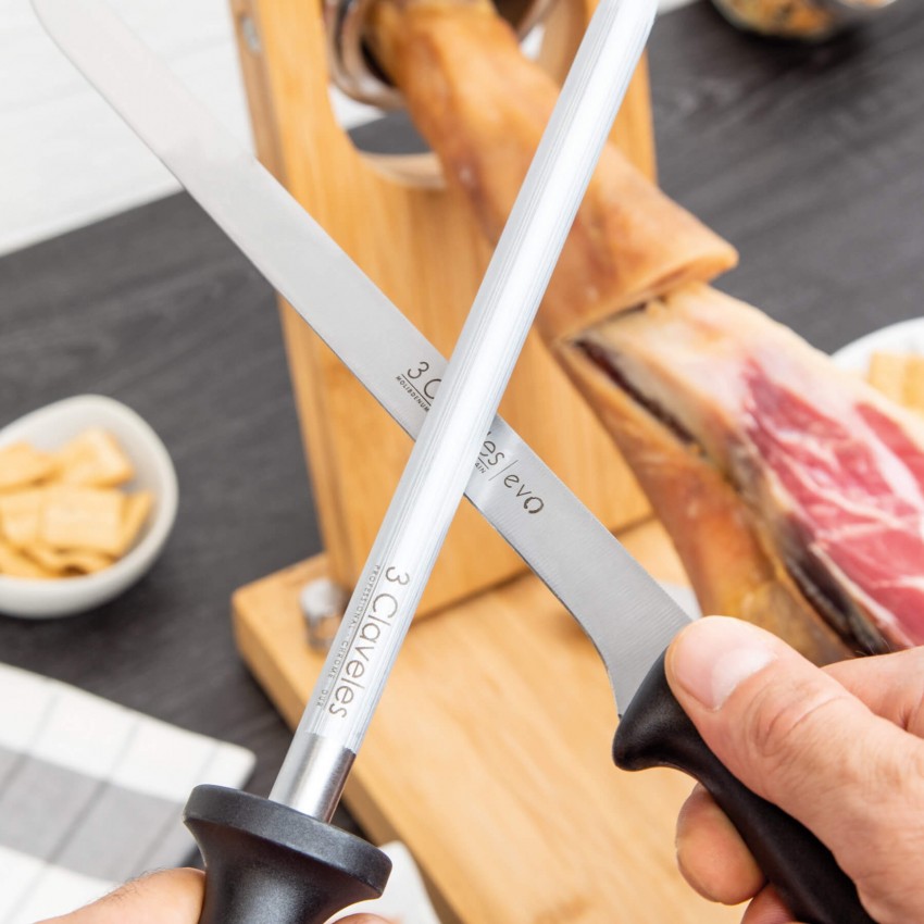 3 Claveles - HOLLOW EDGE SLICING KNIFE & SHARPENING STEEL SET