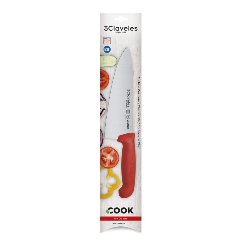 Couteau d’Office Cook Rouge 20 cm | Cuisine Professionnelle