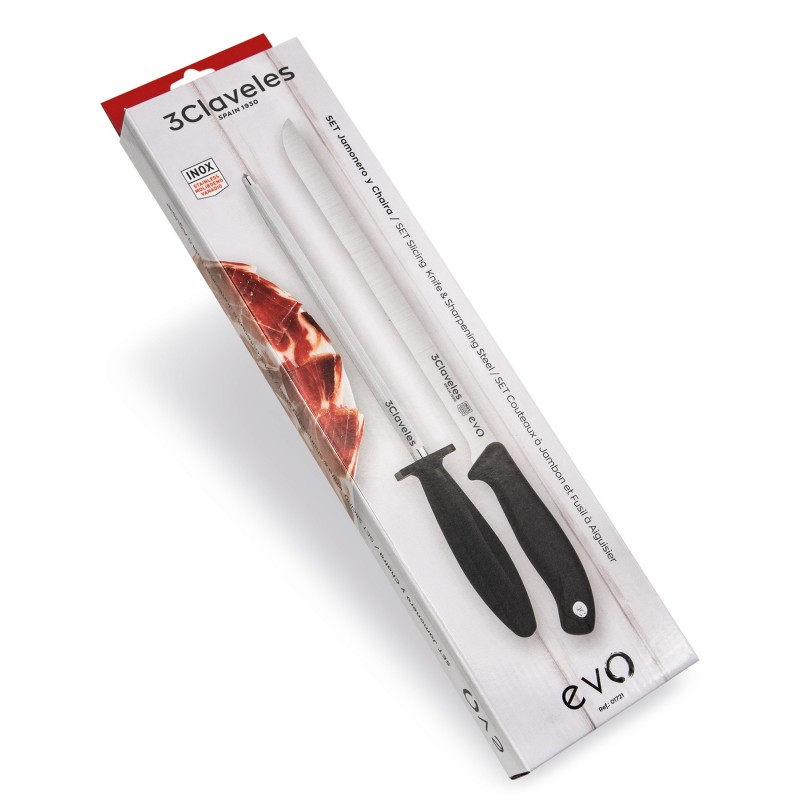 Set Cuchillo Jamonero Evo y Chaira | 3 Claveles