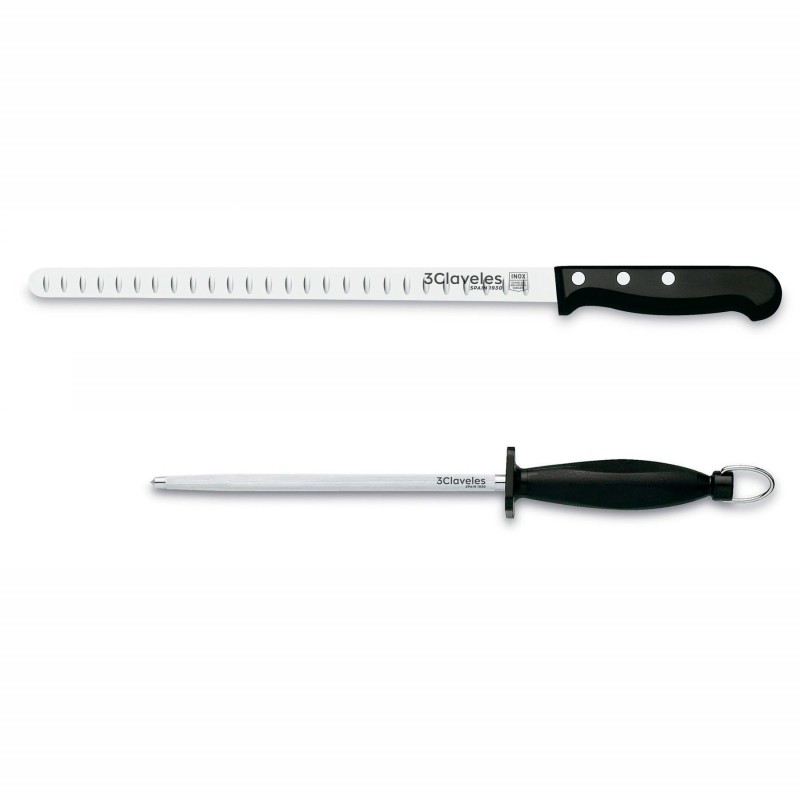 Set Cuchillo Jamonero Alveolado POM y Chaira