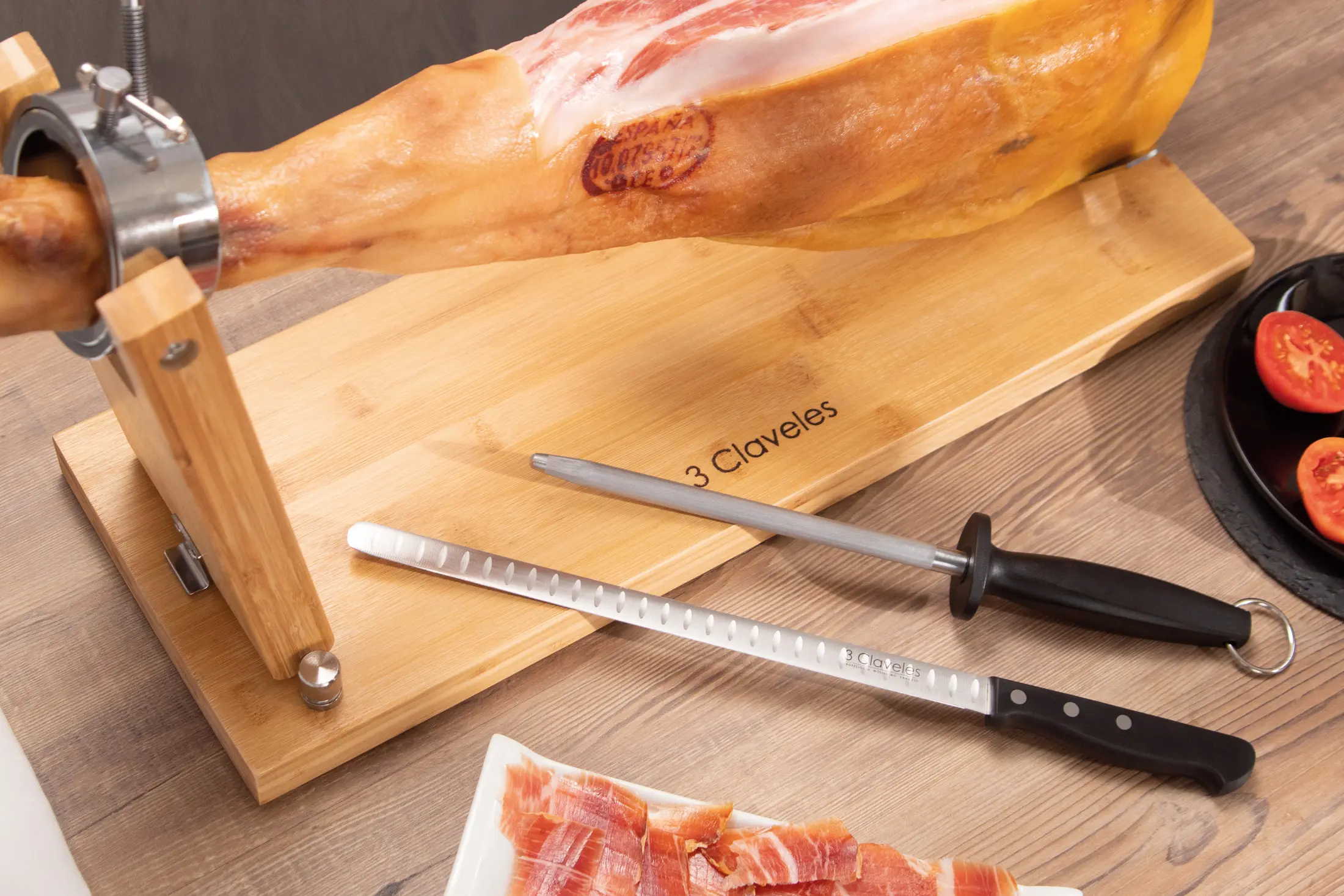 Tabla de cortar y cuchillo